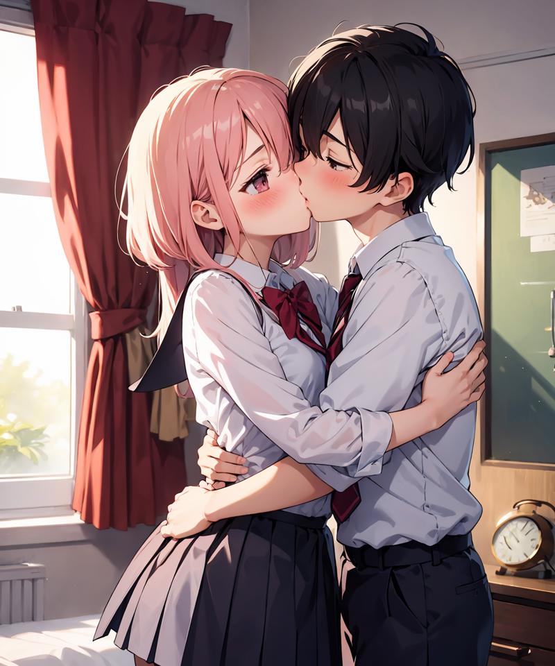 3424899629-HIJKLMixAnime_v30-1girl and 1boy, school uniform, standing, (blush), kiss, bedroom, hug.png